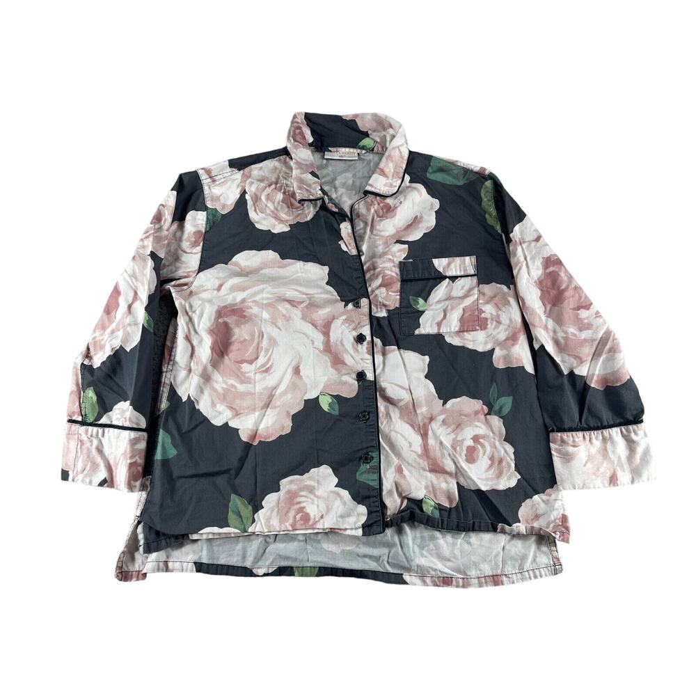 Emily & Meritt Shirt Top Womens Large Pajama Sleepwear Bed of Roses PB Teen
